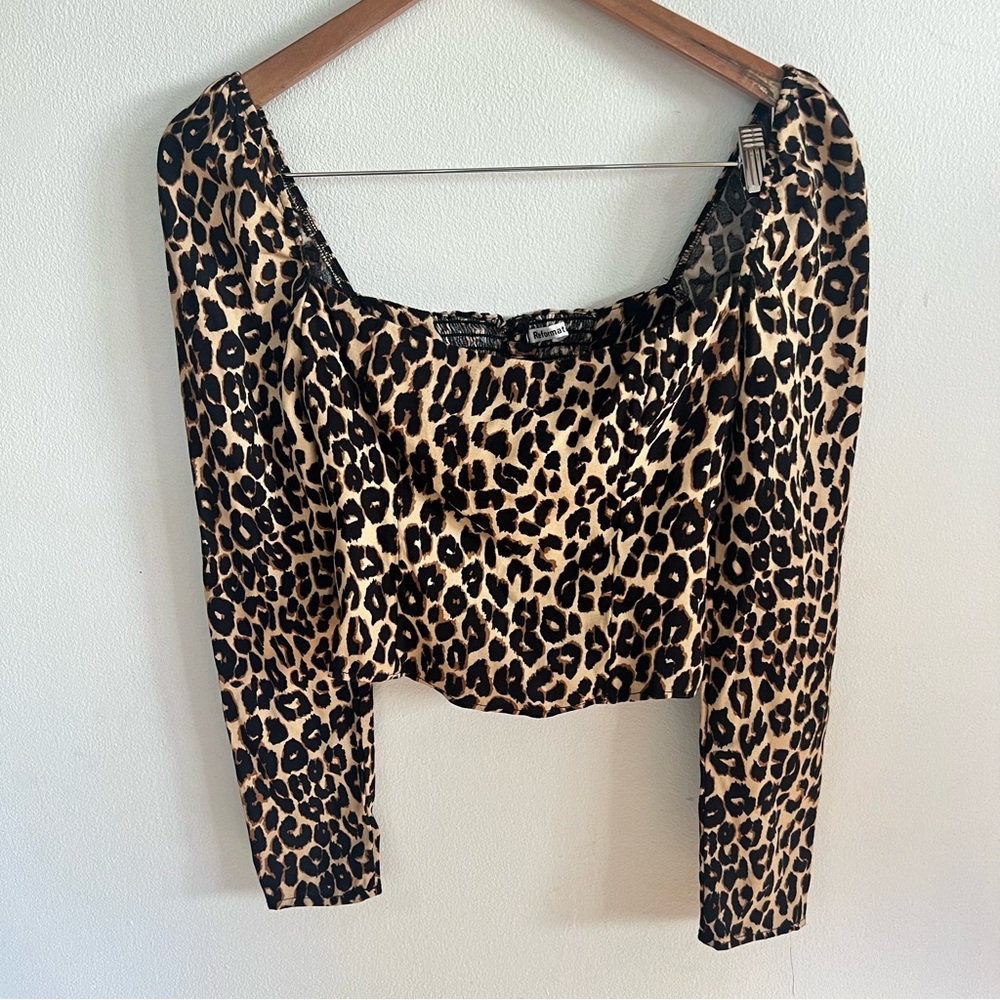 Reformation Demi Long Sleeve Top in Leopard Print